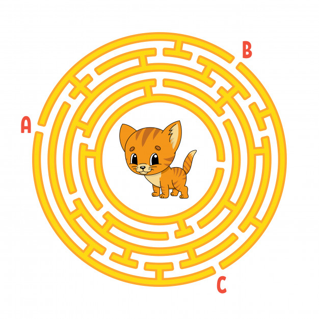 Labyrinthe De Cercle. Animal Chat. Jeu Pour Les Enfants dedans Le Jeu Du Cercle