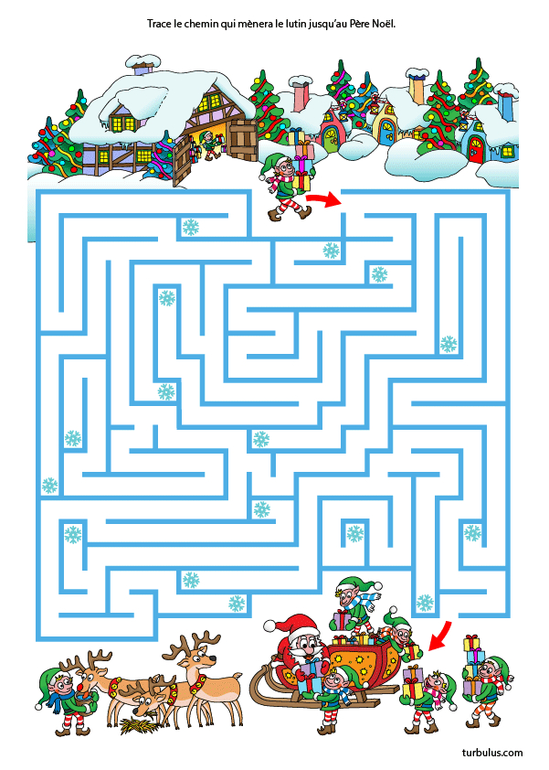 Labyrinthe De Noël - Turbulus, Jeux Pour Enfants dedans Labyrinthes À Imprimer