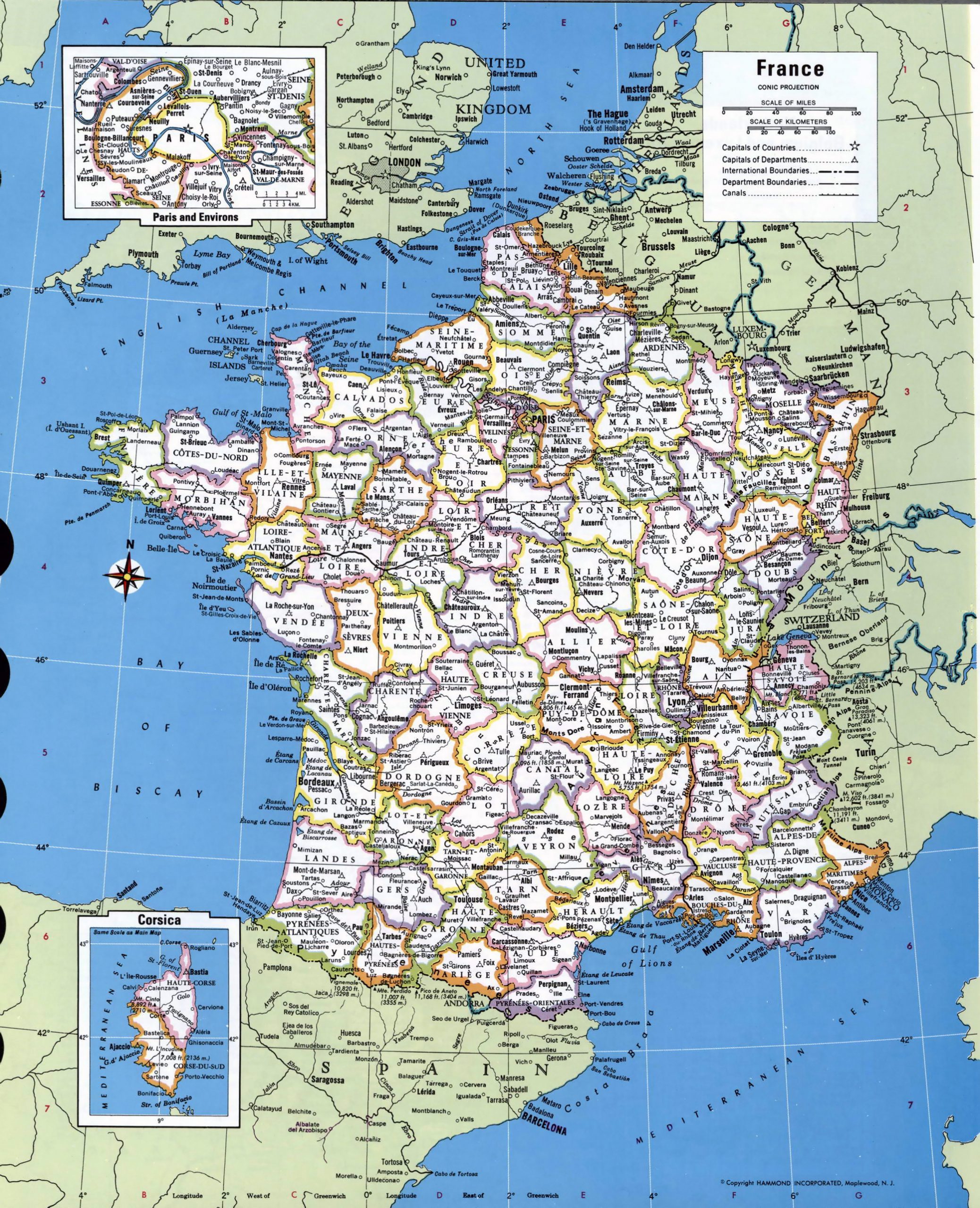 Large Detailed Administrative And Political Map Of France Avec Carte De