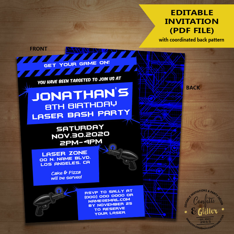 Laser Tag Birthday Party Invitation Game On Laser Tag encequiconcerne Laser Game Invitation