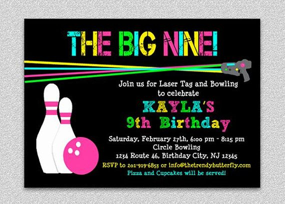 Laser Tag Bowling Birthday Invitation Bowling Birthday destiné Invitation Bowling Pour Anniversaire