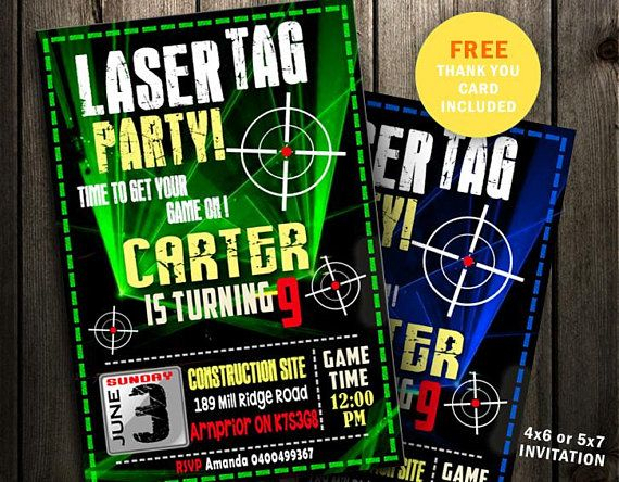 Laser Tag Invitation Laser Battle Birthday Party Night avec Laser Game Invitation