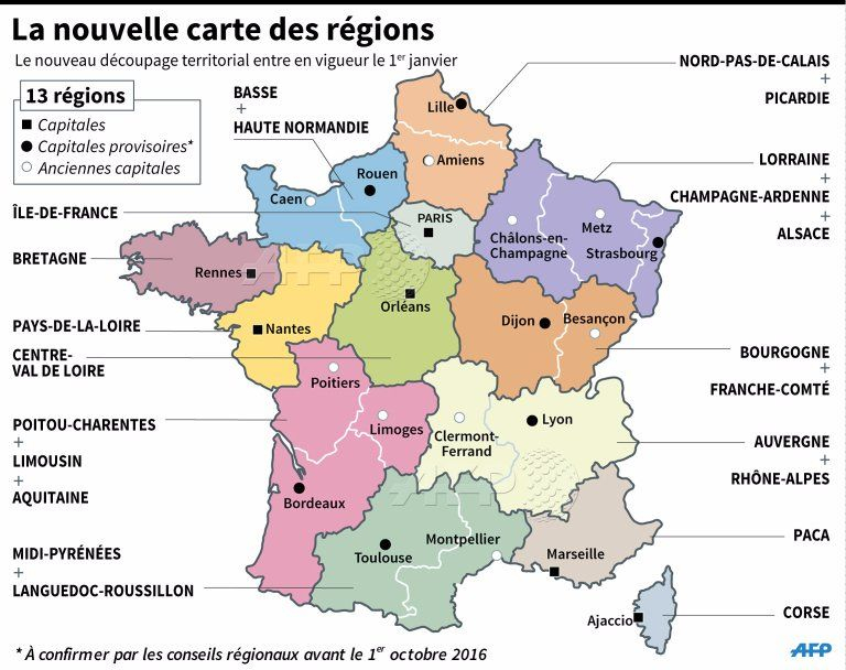 Le 1Er Janvier, La France Passe De 22 À 13 Régions En destiné Carte Des 13 Régions