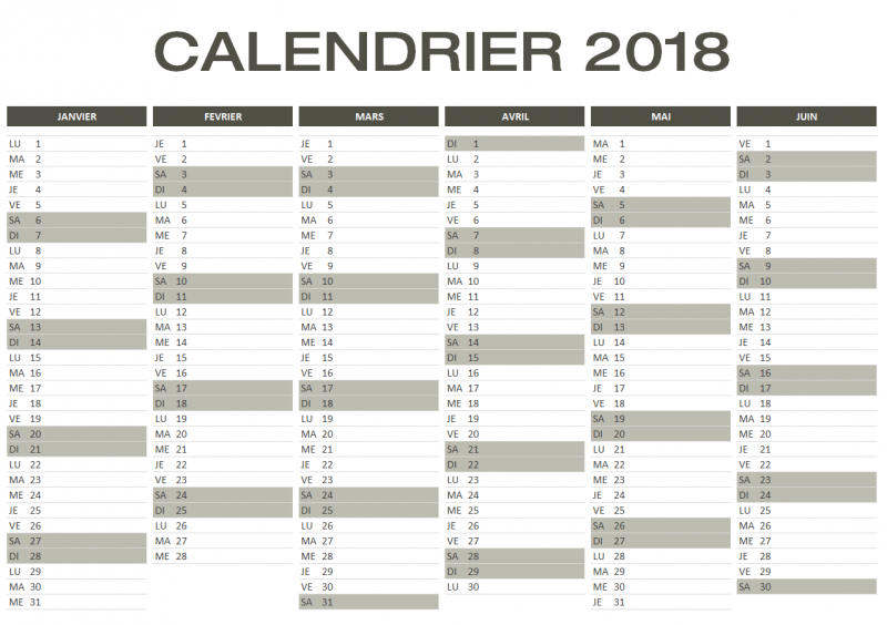 Le Calendrier Annuel: Un Véritable Outil De Planification à Planning Annuel 2018