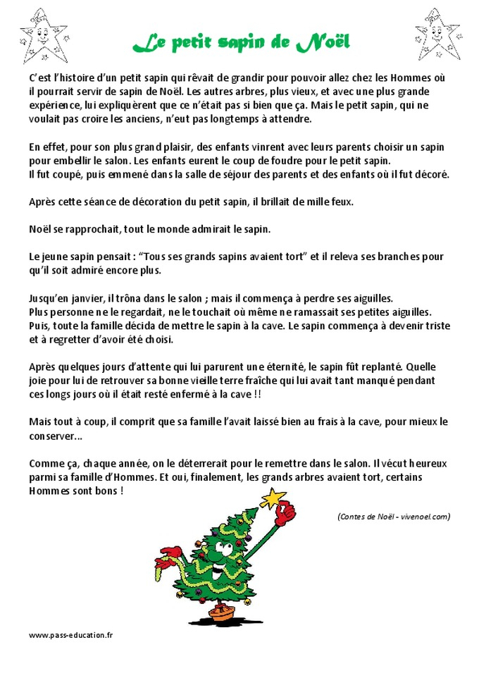 Le Petit Sapin De Noël - Lecture - Conte - Cp - Ce1 pour Petite Histoire A Imprimer