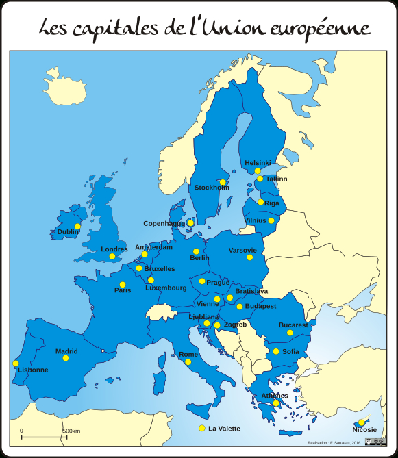 Les Capitales Des Etats De L'Ue | L'Atelier D'Hg Sempai destiné Carte Des Pays De L Union Europeenne