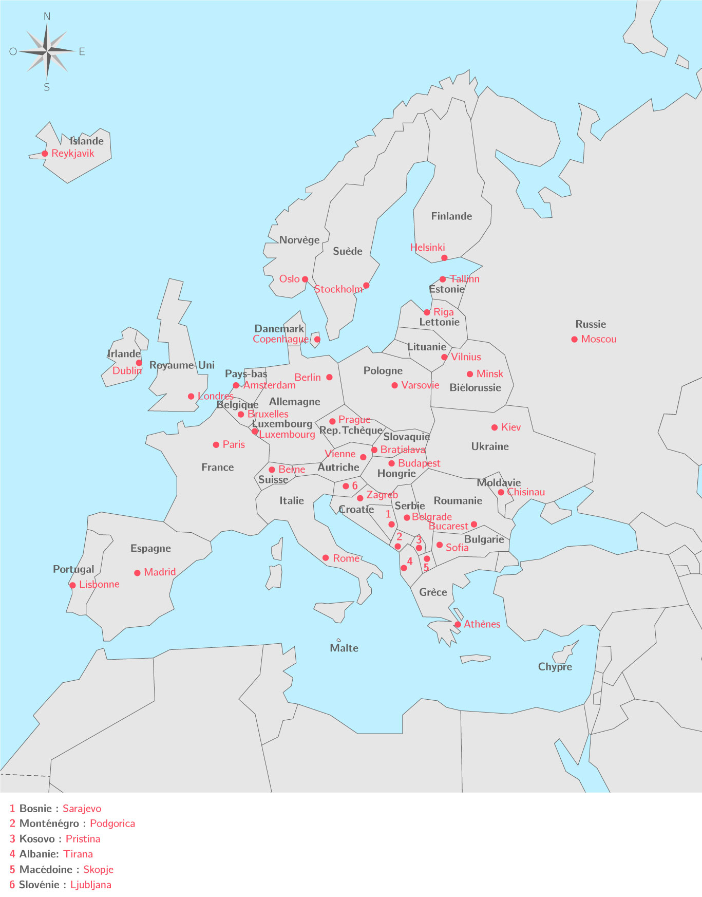 Les Pays Européens Et Leurs Capitales - 3E - Carte Avec serapportantà Pays Capitale Europe