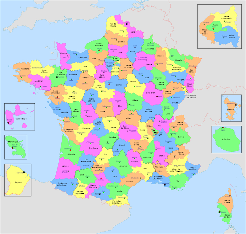 Liste Des Départements Français |L&amp;#039;Histoire De France destiné Carte Avec Les Departement