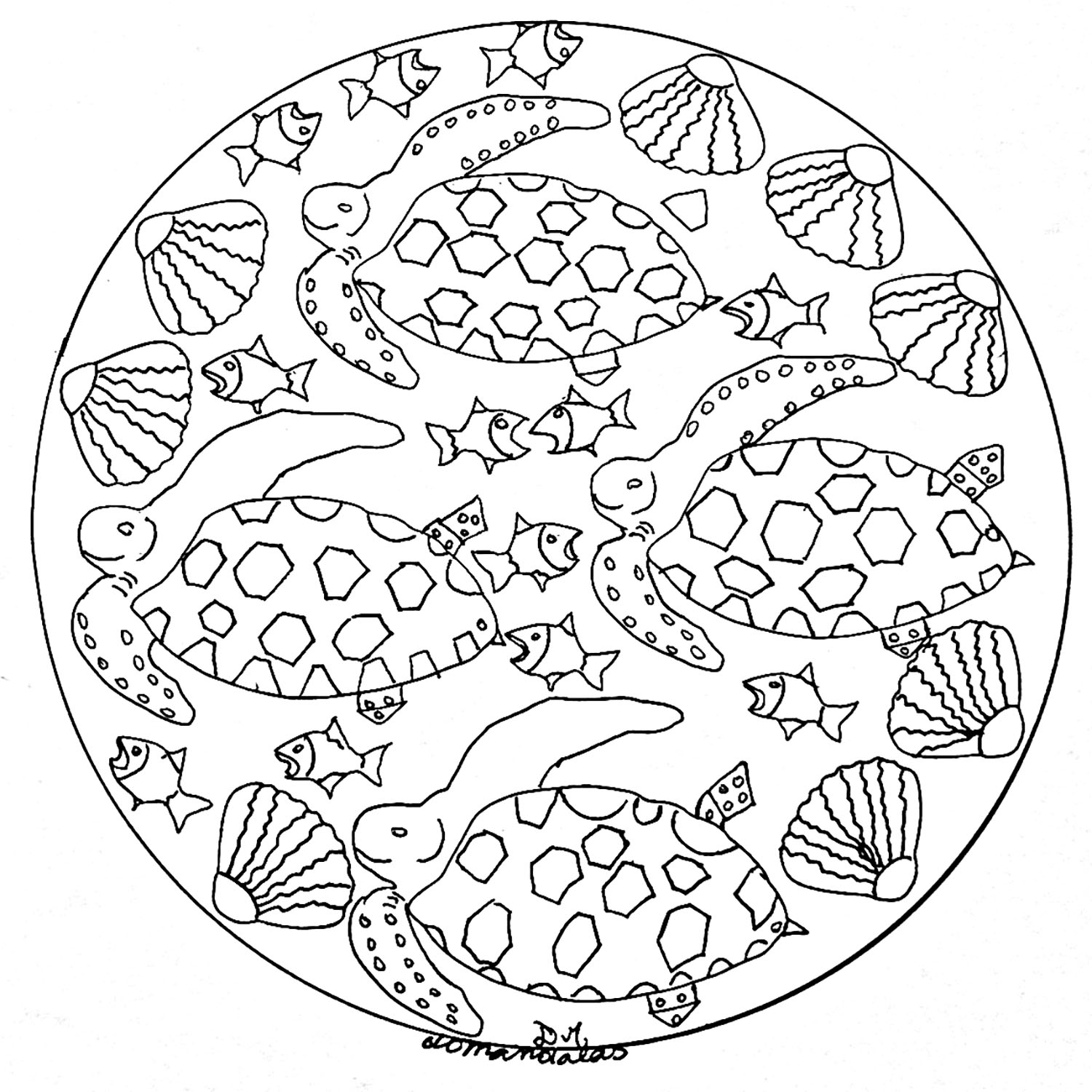 Mandala Poisson En Mer - Coloriage Mandalas - Coloriages concernant Mandala Facile À Imprimer