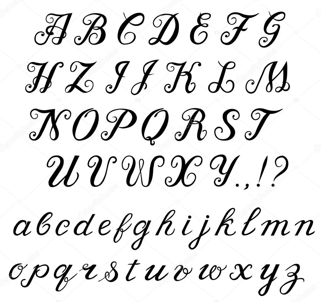 Manuscrit Alphabet Calligraphie — Image Vectorielle dedans Modele Calligraphie Alphabet Gratuit