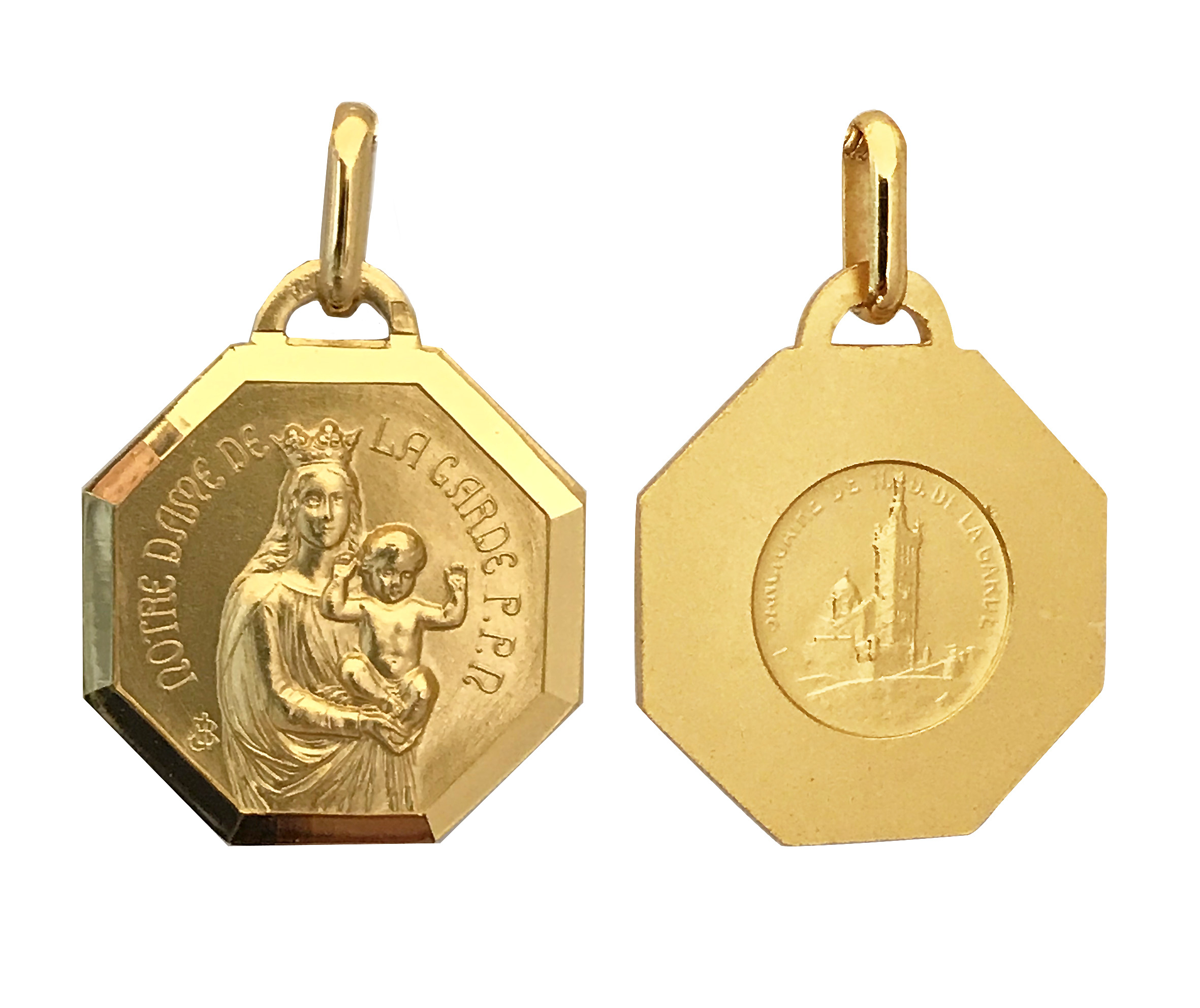 Médaille Octogonale 18 Mm Plaqué Or | Boutique Officielle tout Notre Dame De La Garde Marseille Boutique