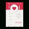 Menu Saint Valentin Coeur Rouge Fourchette À Imprimer à Carte St Valentin Gratuite À Imprimer