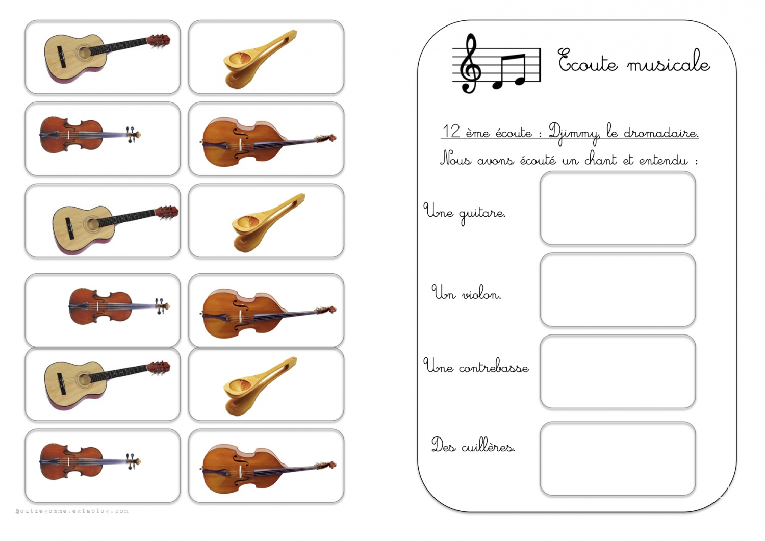 Mise À Jour Fiches D&amp;#039;Écoute Musicale Cp | Bout De Gomme intérieur Musique Cycle 2