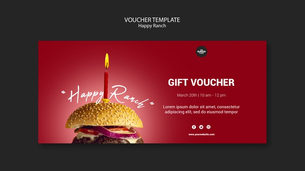 Modèle De Bon Avec Cadeau Pour Restaurant Burger | Psd destiné Cadeau Invitation Restaurant