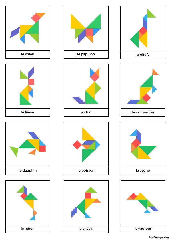 Modèles D'Animaux En Couleur Pour Tangram (1) - Lulu La pour Jeux De Tangram Gratuit