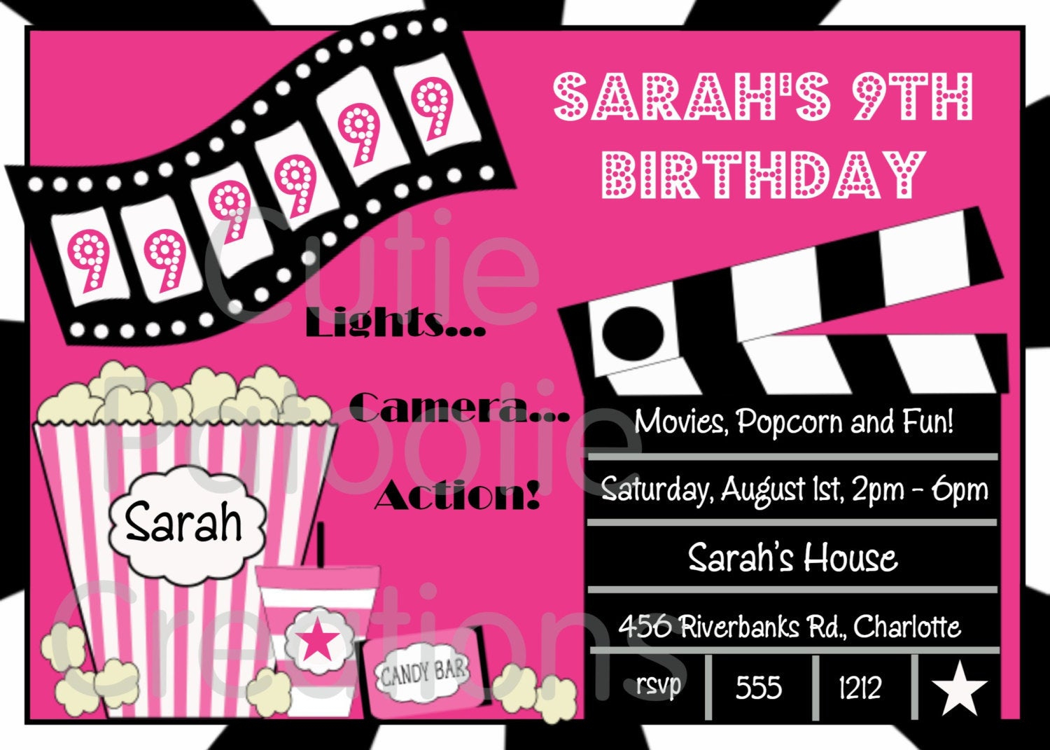 Movie Birthday Invitation Movie Night Party Invitations à Invitation Theme Cinema