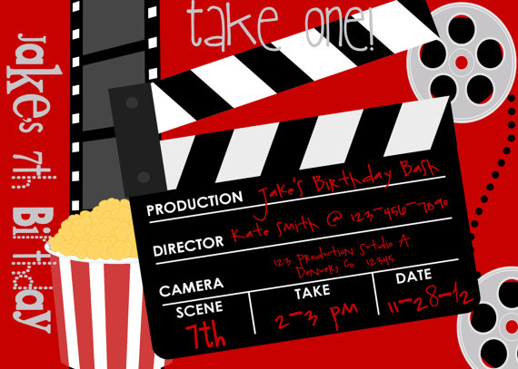Movie Themed Birthday Party | Movie Party Invitations, Diy à Invitation Theme Cinema