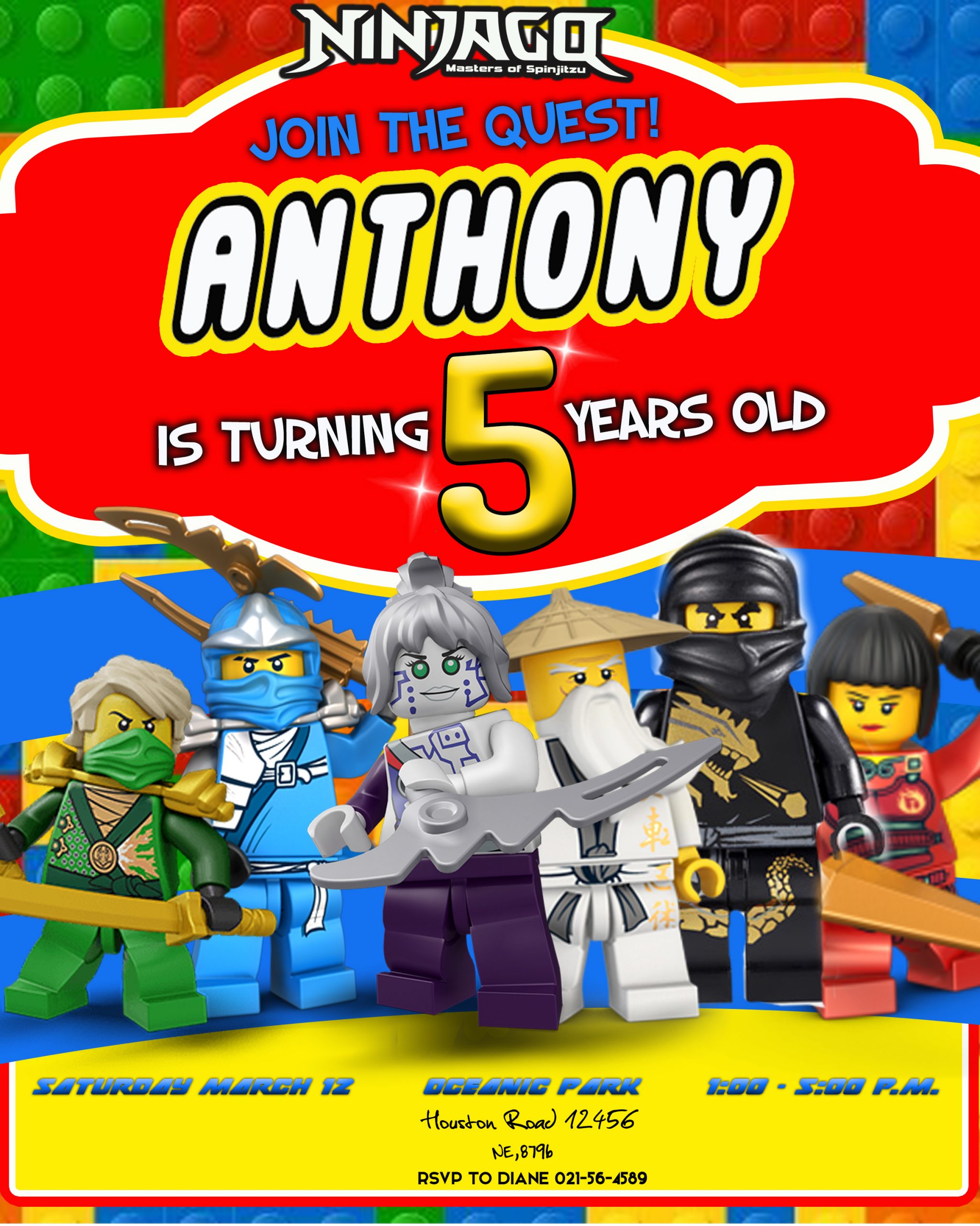 Ninjago Lego Birthday Invitation - Oscarsitosroom pour Invitation Anniversaire Ninjago