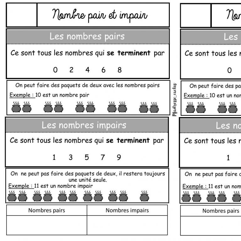 Exercice Pair Et Impair : Ce2 - Cycle 2 - Pass Education pour Nombres