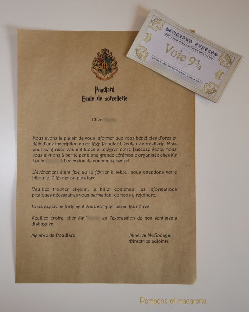 Notre Anniversaire Harry Potter! - Pompons Et Macarons avec Carte Invitation Anniversaire Harry Potter