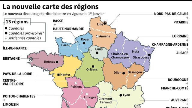 Nouvelle Carte Des Régions, Prime D&amp;#039;Activité, Gilet Fluo avec Carte Des 13 Nouvelles Régions De France