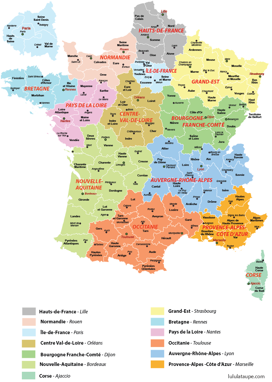 Nouvelles Régions 2016 dedans Carte De La France Avec Ville