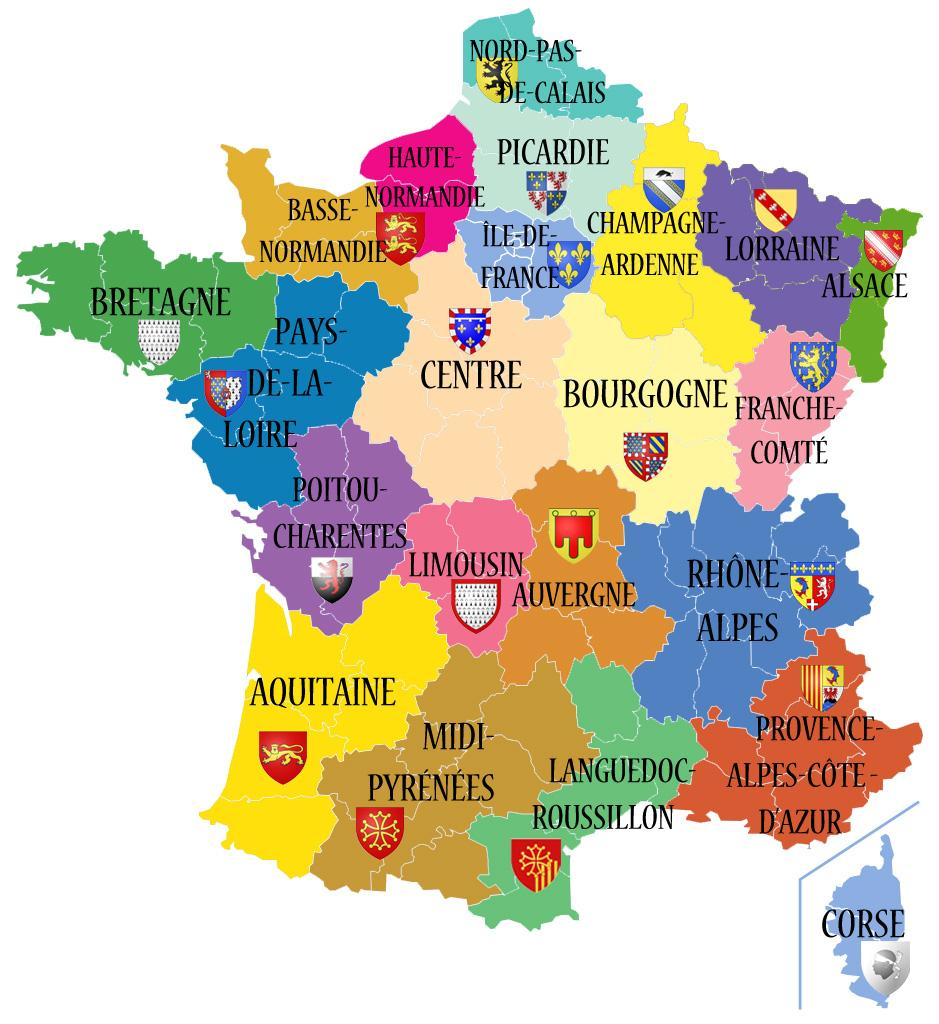 Nouvelles Régions Françaises » Vacances - Arts- Guides Voyages destiné Decoupage Region France
