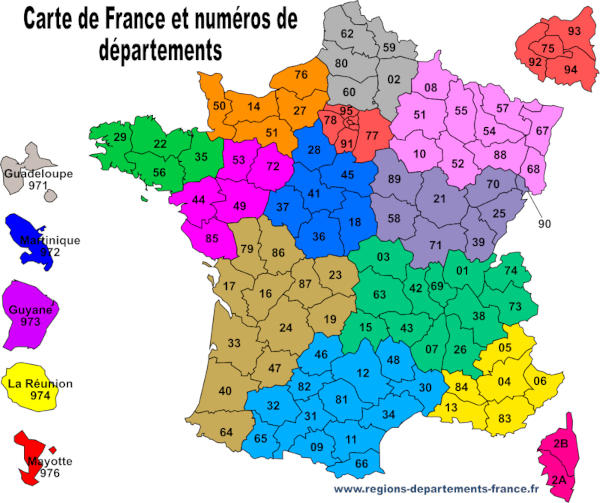 Numéro De Département : Liste Et Carte Récapitulative encequiconcerne Carte De France Avec Les Départements