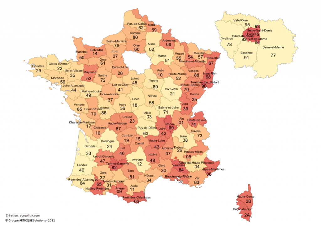 Numéros Et Départements De France Métropolitaine destiné Carte De France Avec Les Départements