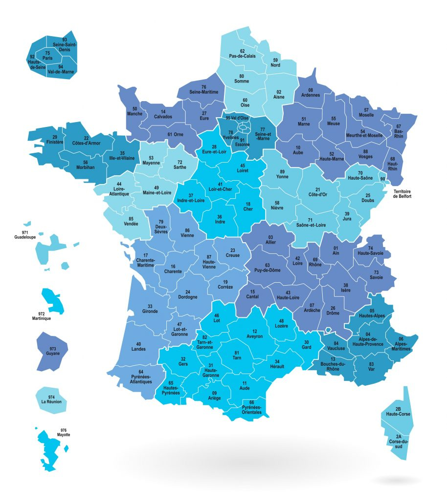 Numéros Et Départements De France Métropolitaine destiné Carte De La France Avec Les Régions