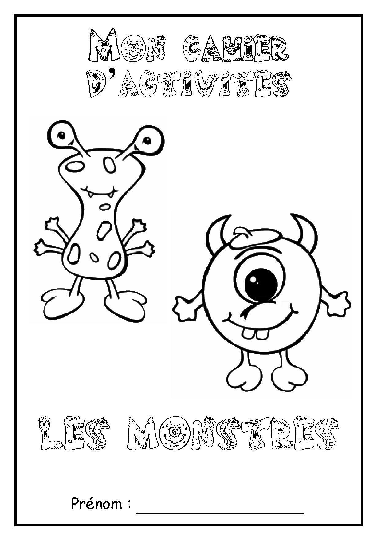 Page De Garde Cahier D'Activités &quot; Les Monstres serapportantà Cahier D Activité A Imprimer