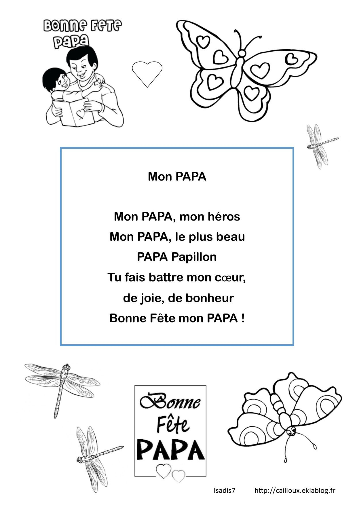 Papa Papillon - La Maternelle D&amp;#039;Isadis7 | Poème Fête Des dedans Chanson Anniversaire Papa