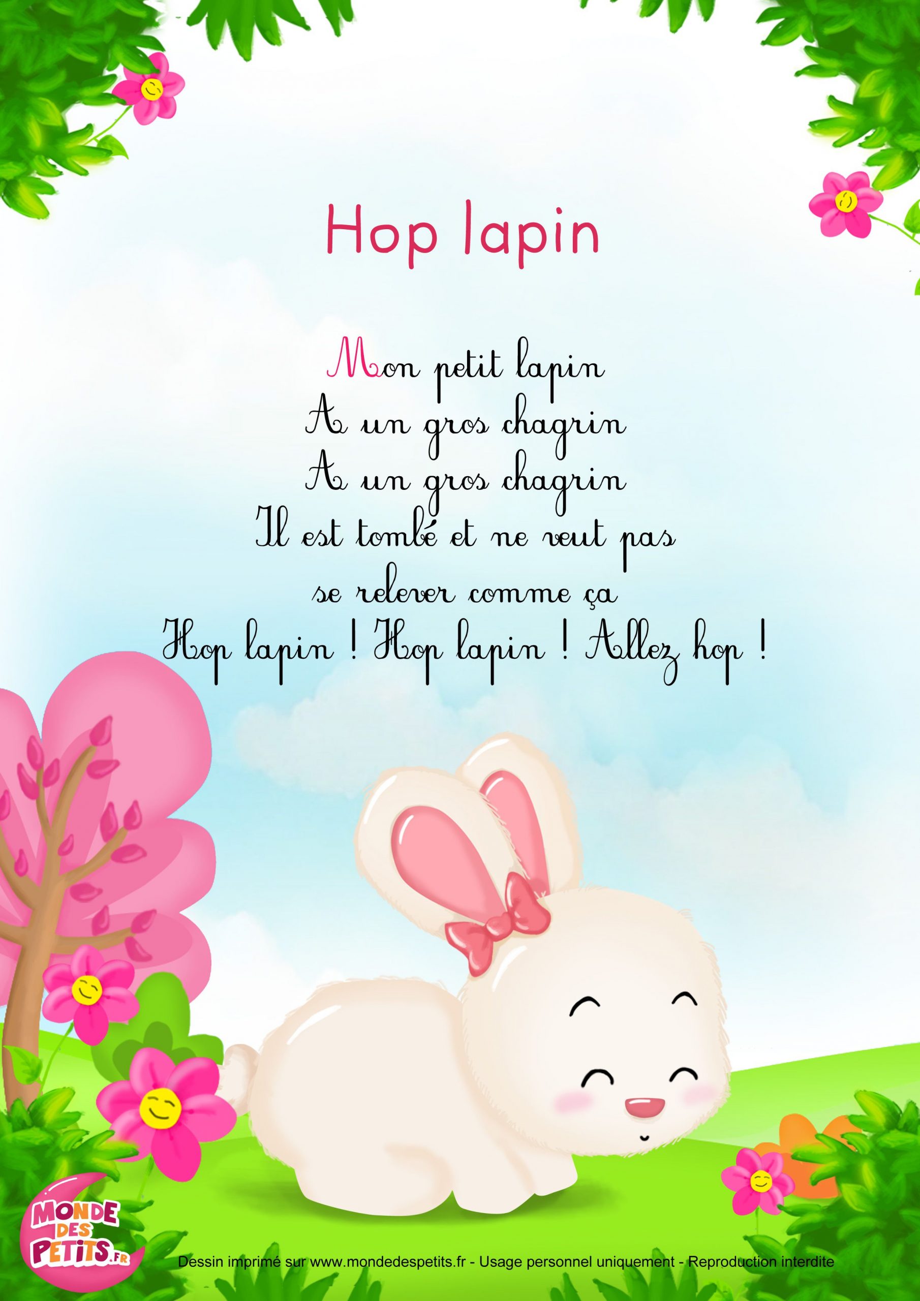 Paroles_Hop Lapin - Comptine Pour Les Petits … | Comptines serapportantà Poeme Paques