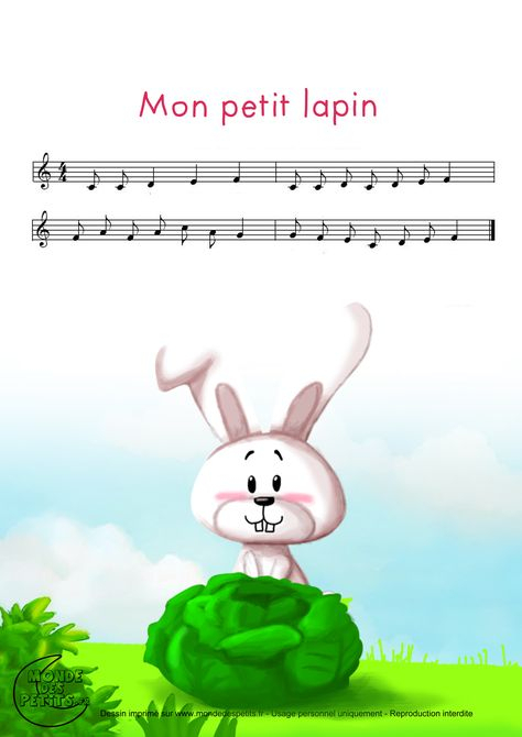 Partition_Mon Petit Lapin | Comptines, Chansons Pour à Chanson Enfant Lapin