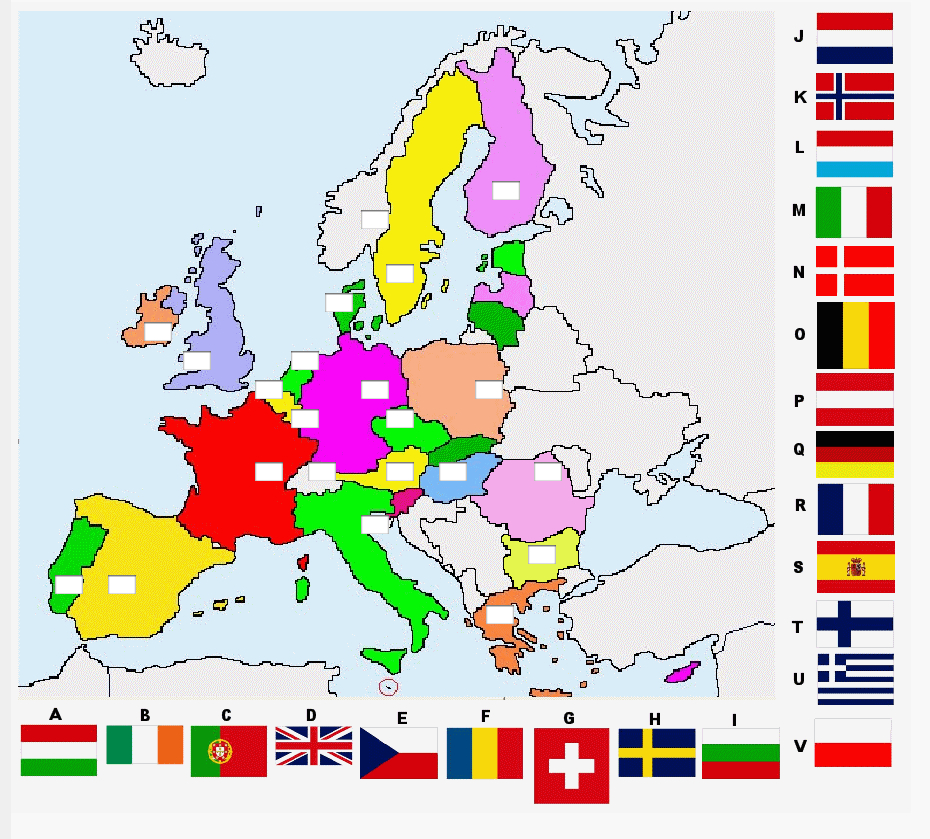 Pays Europe Carte Jeu pour Quiz Capitales Europe