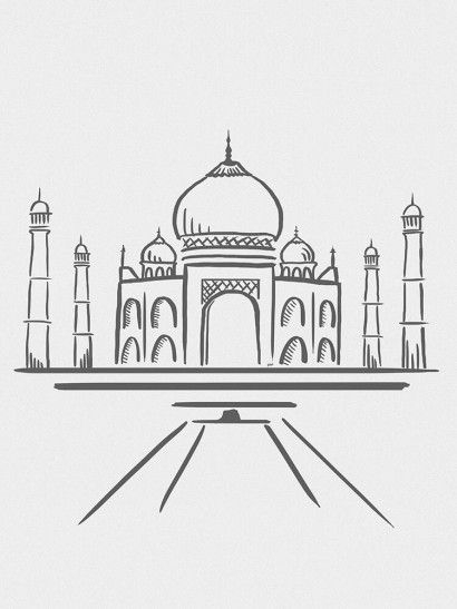 Pin Em Coleção Minimalista serapportantà Dessin Taj Mahal