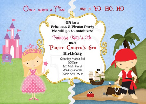 Pirate And Princess Birthday Invitation Pirate Princess | Etsy dedans Invitation Anniversaire Pirate Fille