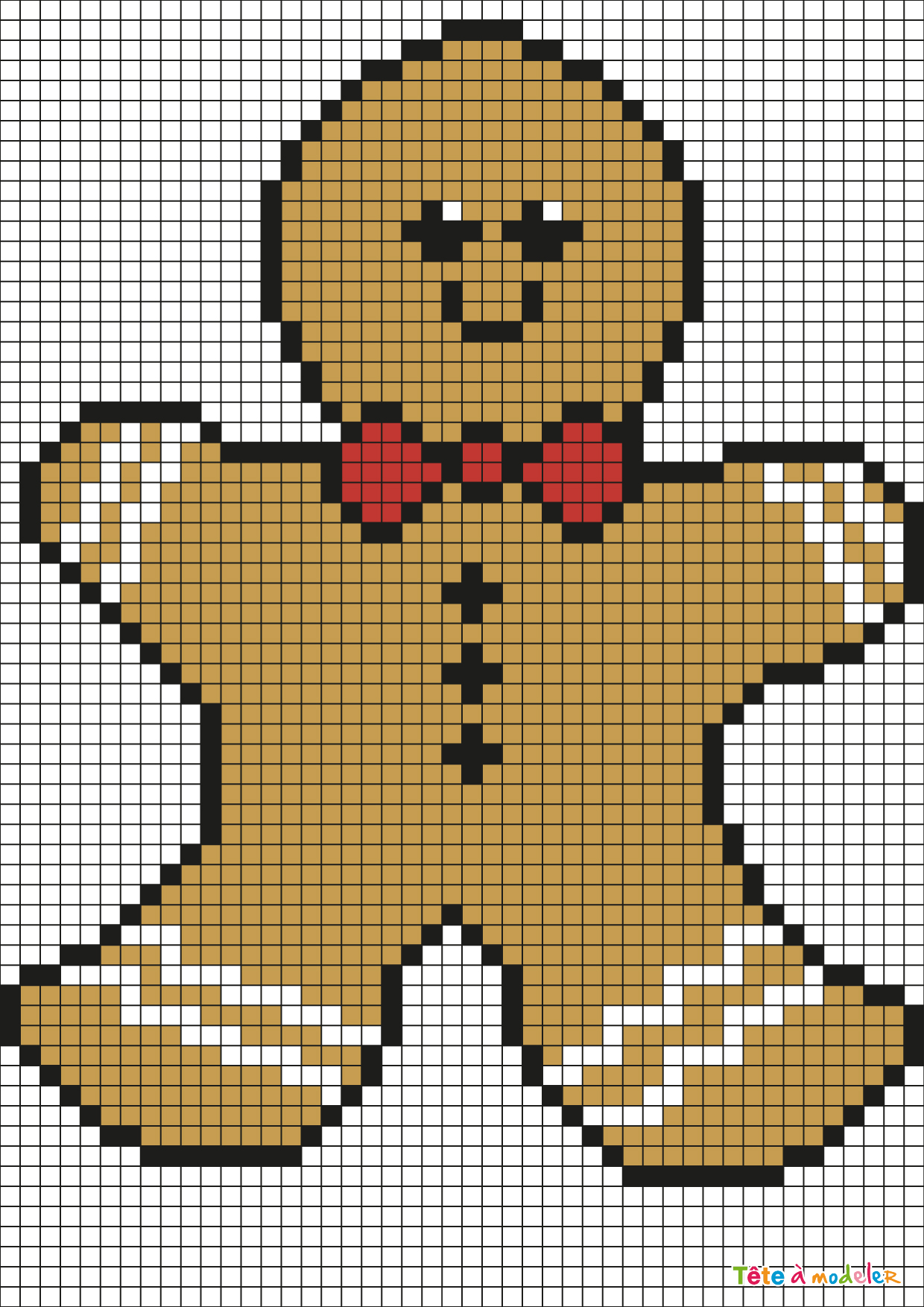 Pixel Art Bonhomme En Pain D'Épices De Noëll Par Tête À destiné Dessin Pixel Noel