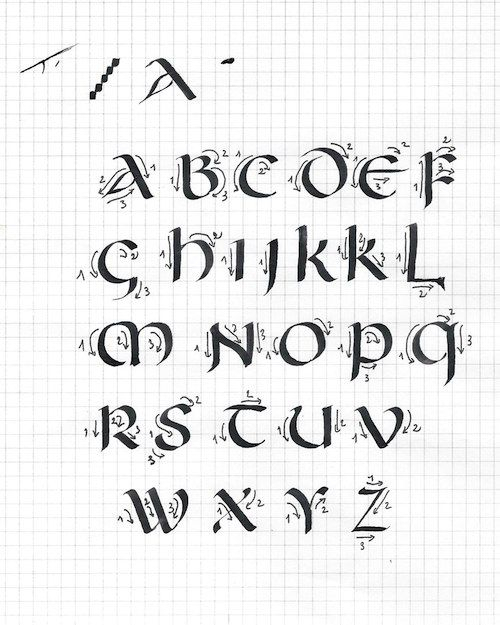 Plume Et Lumière - Les Alphabets - L&amp;#039;Onciale | Caligraphie pour Ecriture Du Moyen Age