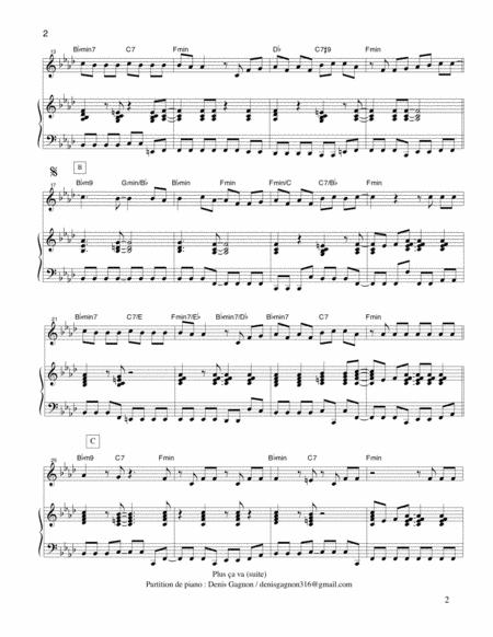 Plus Ça Va (Partition De Piano D&amp;#039;Accompagnement) By Texte à Chanson Comment Ca Va