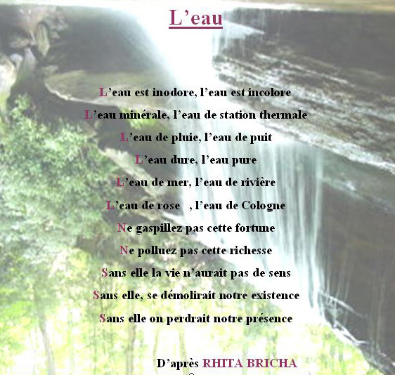Poeme C&amp;#039;Est De L&amp;#039;Eau tout C Est De L Eau Paroles