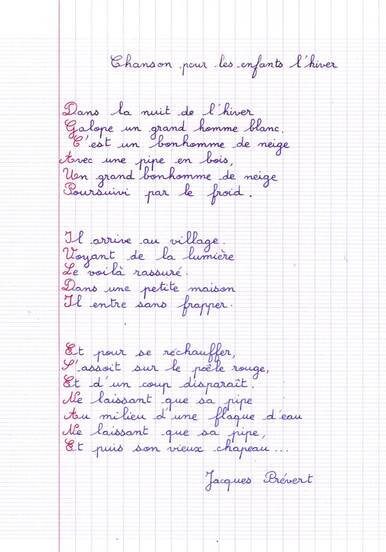 Poème De Jacques Prévert En Bd : Chanson Pour Les Enfants encequiconcerne Poésie Nuit De Neige