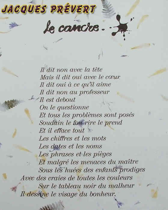 Poème De Jacques Prévert &amp;quot;Le Cancre&amp;quot; Mais Pourquoi dedans Poeme De Jacque Prevert