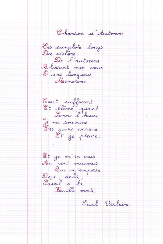 Poème De Verlaine : Chanson D'Automne Les Sanglots avec Petit Texte Sur L Automne