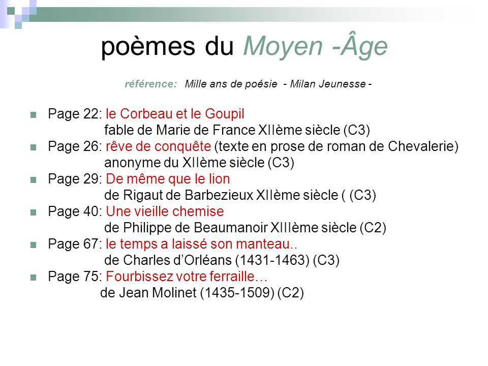 Poesie Moyen Age Cycle 3 destiné Poésie Sur L Été Cycle 3
