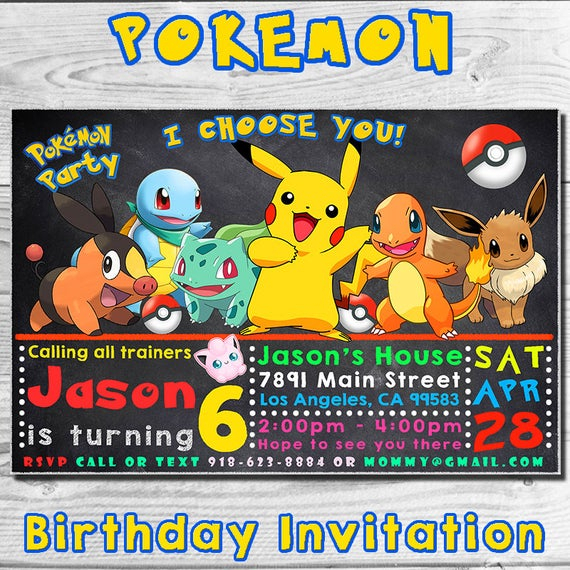 Pokemon Birthday Invitation. Invitations. Pokemon concernant Invitation Carte Pokemon