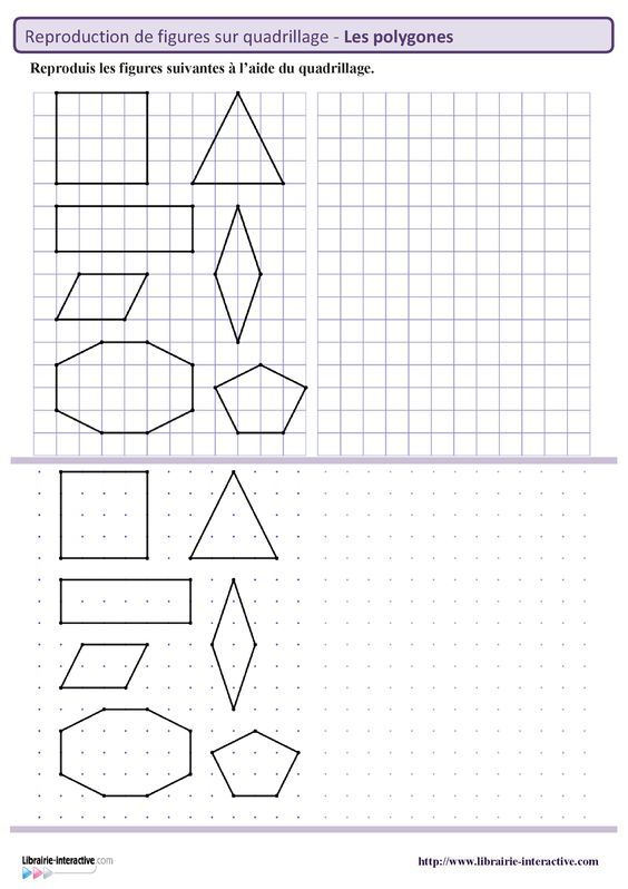 Polygones Sur Quadrillage | Géométrie Ce1, Géométrie Ce2 serapportantà Reproduction Sur Quadrillage Ce1