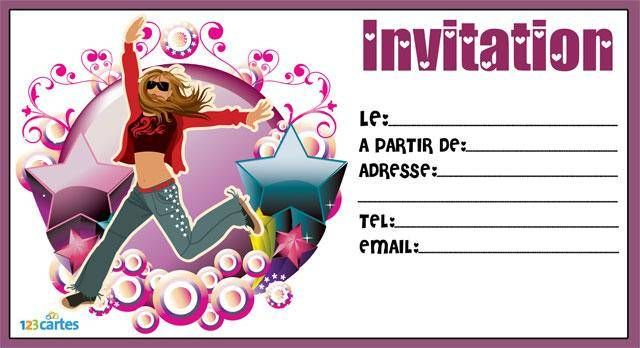 Pop Star - Carte Invitation Anniversaire Fille | 123Cartes pour Carte Invitation Anniversaire Fille A Imprimer