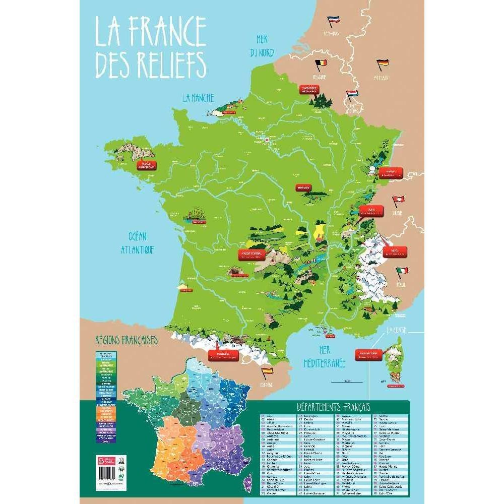 Poster Pédagogique En Pvc - 76X52 Cm - La France Des pour Carte De France Pour Les Enfants
