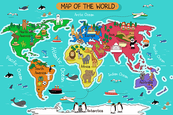 Poster Xxl Carte Du Monde Des Enfants | Webstickersmuraux pour Carte Du Monde Pour Enfant